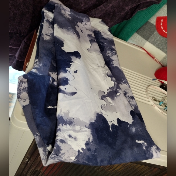 #0361 XL (Tag 1X runs small) NWT TOMMY HILFIGER Blue/Wht Tie Dye Jersey Leggings - Picture 14 of 16